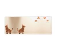 Cat Looking at Butterfly Picture Extra Large Mouse Pad 12x31.5in for Office, Gaming, and Learning - Durable, Comfortable, and Environmentally Friendly