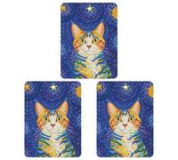 Cat Looking at Stars Car Air Freshener, 3 Pcs Square Hanging Air Freshener Cards, Long Lasting Fragrance Scented Cards for Car, Home, Office Gray-style