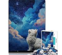Cat Looking Up at The Stars 1000 Pieces Jigsaw Puzzles for Adults And Teens,Help The Brain Exercise Addictive Toys to Cultivate Patience Great Gift 38x26cm