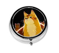 Cat Looking up Mini Round Pill Box, can be Put into Wallet, Pocket, Light and Convenient, 3 Compartment Pill Box, Portable Pill Box,