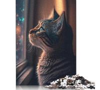Cat Looks Out The Window 1000 Piece Jigsaw Puzzle for Adults & Age 18 Years Up - Family Activity Jigsaw Puzzles Educational Games Difficult And Challenge 1000pcs (38x26cm)