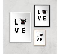 Cat Love Art Print - A3 - Wood Frame