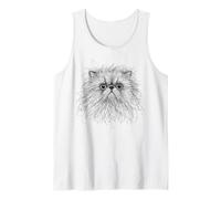 Cat Lover Abstract Line Scribble Art Cute Persian Kitten Tank Top