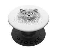 Cat Lover Abstract Scribble Art British Shorthair Kitten PopSockets Adhesive PopGrip