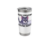 Cat Lover Busy Creating Digital Magic Programming Cute Stainless Steel Insulated Tumbler