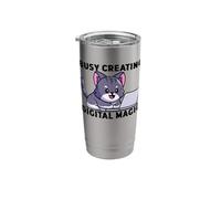 Cat Lover Busy Creating Digital Magic Programming Cute Stainless Steel Insulated Tumbler