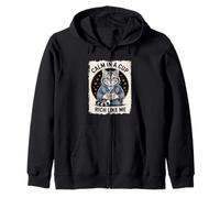 Cat Lover Calm in a Cup Rich Like Me Zip Hoodie