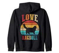Cat Lover | Cat Moms | Kitten Daddy | Retro Love Ragdoll Zip Hoodie
