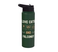 Cat Lover Cats and Falconry Bird Hawks Eagles Owls Stainless Steel Insulated Water Bottle