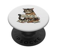 Cat Lover Funny Sarcastic Introvert Humor Totally Fine Mood PopSockets Adhesive PopGrip