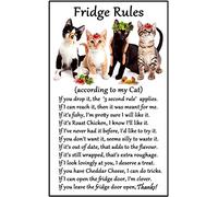 Cat Lover Gift - Fridge Rules - Large Fun flexible Fridge Magnet- size 16cms x 10 cms (approx. 6" x4")