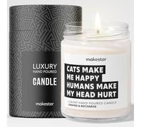 Cat Lover Gifts - Luxury Soy Wax Candle - Vanilla, Jasmine, Sugared Almond - Makester