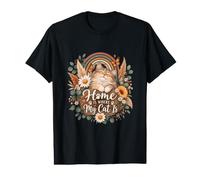 Cat Lover Home is Where My Cat is Boho Floral Rainbow Daisy Value Graphic T-Shirt