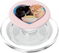 Cat lover Ramen noodle heart black & orange kittens eating PopSockets PopGrip for MagSafe