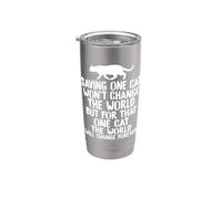 Cat Lover Save One Cat Changes World for Rescue Cat Stainless Steel Insulated Tumbler