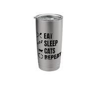 Cat Lover Schedule Eat Sleep Cats Repeat Stainless Steel Insulated Tumbler