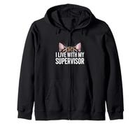 Cat Lover Supervisor Funny Cat Owner Life Quote Zip Hoodie