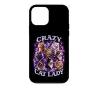 Cat Lover Vintage 90s Purple Lightning Cats Celestial Case for iPhone 12 mini