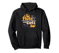 Cat Lover Who Plays Flute Gives Both Equal Amounts Undivided Pullover Hoodie