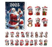 Cat Lovers Advent 2025 - 24 Days Box 26x18x3cm, Acrylic 2D Ornaments, Christmas Countdown Set with Shaped Pendants | Home Decoration Office