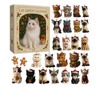 Cat Lovers Advent Calendar 2025, 24 Day Cat Ornaments Christmas Countdown Calendar, 24 Different Acrylic Cat Decorations, Cartoon Kitten Christmas Tree Decorations Countdown Calendar