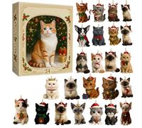Cat Lover's Advent Calendars 2025, 24 Days Christmas Countdown Calendar With 2D Acrylic Cute Cat Pendants Ornaments, For Window Car Rearview Mirror Wall Door Christmatree Decor