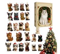 Cat Lovers Advent-Calendars 2025, 24 Days Count Down to Christmas-Vacation Cat Figurines Calendar, 24 Pieces 2D Acrylic Different Breeds Cats Pendants Decoration for Owners and Lovers