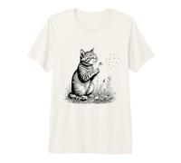 Cat Lovers Blowing Dandelion Nature Cottagecore Graphic Premium T-Shirt