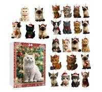 Cat Lovers Christmas Counting - Kitten Christmas Decoration 24 Days Countdown Calendar 2025, 2D Flat Acrylic Pendant for Cat Lovers as Holiday Tree Car Decoration and Holiday
