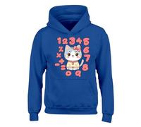 Cat Lovers Cute Boys Hoody School World Book Math Numbers Day Girls Kids Unisex Womens Funny School Gift Jumper Royal Blue - Youth Medium (Age 7-8)