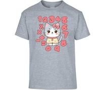 Cat Lovers Cute Boys T-Shirt World Book Math Numbers Day Girls Kids Unisex Funny School Gift Tshirt Sport Grey - Youth Large (Age 9-11)