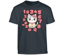 Cat Lovers Cute Boys T-Shirt World Book Math Numbers Day Girls Kids Unisex Funny School Gift Tshirt Black - Youth Small (Age 5-6)