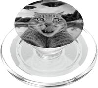 Cat Lovers Funny Graphic Tee Cat Selfie with UFOs Weird 2025 PopSockets PopGrip for MagSafe