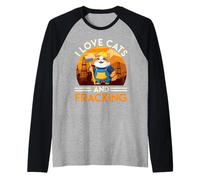 Cat Lovers I LOVE CATS AND FRACKING Funny Fracking Raglan Baseball Tee