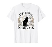 Cat Lovers Less People More Cats Boho Black Cat Womens T-Shirt