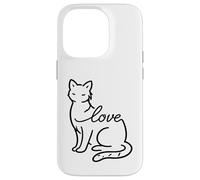 Cat Lovers Line Minimalist stylized domestic tabby Love Case for iPhone 14 Pro