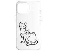 Cat Lovers Line Minimalist stylized domestic tabby Love Case for iPhone 16 Pro Max