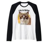 Cat Loving Daughters Life is Better with Cats Lady Cat Raglan Baseball Tee