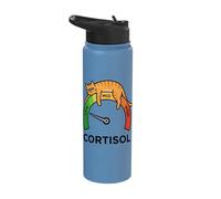 Cat Low Cortisol Level Cats Meme Reducer for Men and Women Stainless Steel Insulated Water Bottle