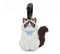 Cat Luggage Tag Silicone, Cute Kitty Travel ID Tag for Suitcase Bag, Durable Baggage Tag for Carry On Backpack School Bag, Easy Identification Travel Accessory (Ragdoll Cat)