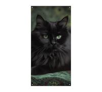 Cat Lying on Blanket Door Cover Banner 90x180cm Party Banners Seasonal Welcome Sign Vertical Decoration Door Hanging For Porch Entryway Garden Decor