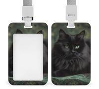 Cat Lying on Blanket Id Badge Holder,Name Tag Holder with Detachable Lanyard,Waterproof Design Id Card Holder for Office, Workplace