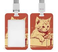 Cat Lying on The Box Badge Holder Hard Plastic Card Case Protector Pouch Name Key Card Holder Case for Office ID Credit Cards and Proximity Key Cards