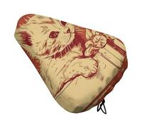Cat Lying on The Box Bike Seat Cover for Men Women Water Repellent Exercise Bike Seat Cushion Adjustable Bicycle Seat for Outdoor Biking