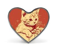 Cat Lying on The Box Buttons Pin Memorial Boutonniere for Wedding Groom Bride, Customize Lapel Heart Pin for Christmas, Men Women Costume Decorative Fashionable Brooches