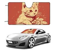 Cat Lying on The Box Car Windshield Sun Shade Keep Car Interior Cool 51"x28" Folding Front Window Sun Shade, Heat Shield for SUV, Truck, Blocks UV
