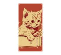 Cat Lying on The Box Door Cover Spring Summer Hanging Flag Porch Sign Outdoor Seasonal Holiday Yard Decor for Front Door and Porch
