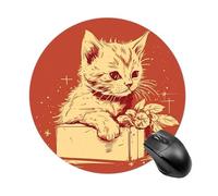 Cat Lying on The Box Round Mouse Pad Smooth Glide Gaming Mousepad Extra Density Portable Comfortable Mouse Mat for Desk, Home, Office 7.8x7.8 Inches
