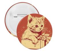 Cat Lying on The Box Tinplate Badge Personalized Round Brooch Large Craft Button Suitable for Teachers, Nurses, Doctors, Staff, Party Gift Accessories, 12PCS, Plastic, plastics