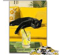 Cat Lying on The Sofa 1000 Pieces Jigsaw Puzzle For Adults Teens, Challenging Game And Family Play with Matching Poster And Trivia Sheet (size 50x75cm)